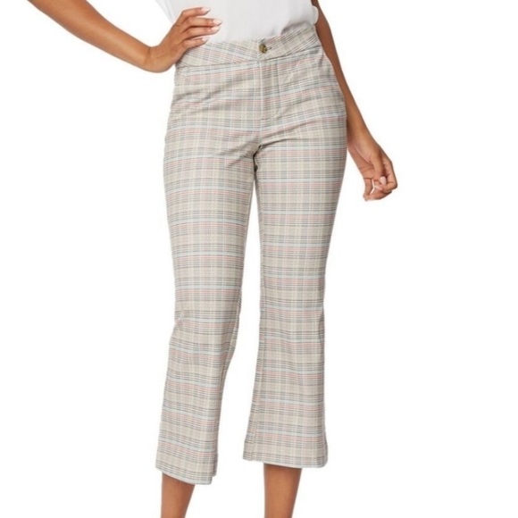 NYDJ Pants - NYDJ Lift Tuck Tyburn Plaid Crop Ankle Flare Boot Cut Pants - Size 14